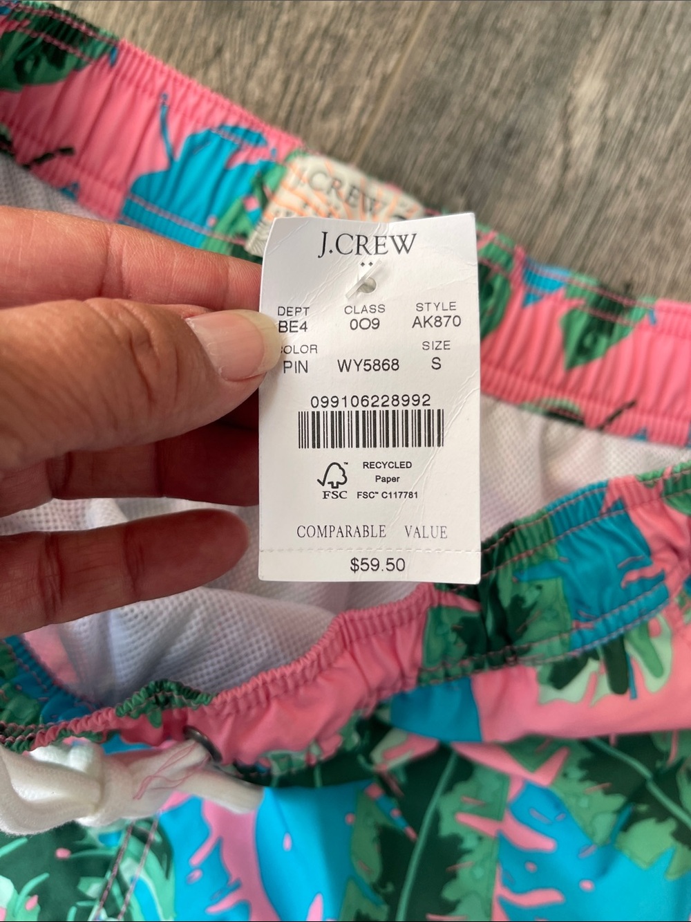 J. Crew Pink Tropical Leaf Swim Trunks - Picture 3 of 15